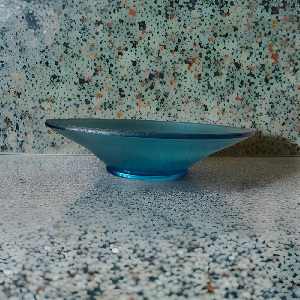 Vintage Northwood Blue Iridescent Stretch Glass Console Bowl Opalescent 10"